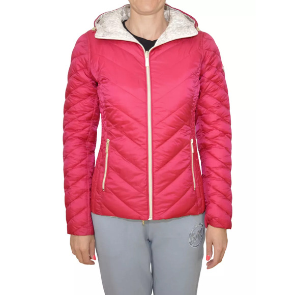 Michael Kors Reversible Quilted Nylon Signature Logo Packable Puffer Jacket Nwt - Picture 1 of 7